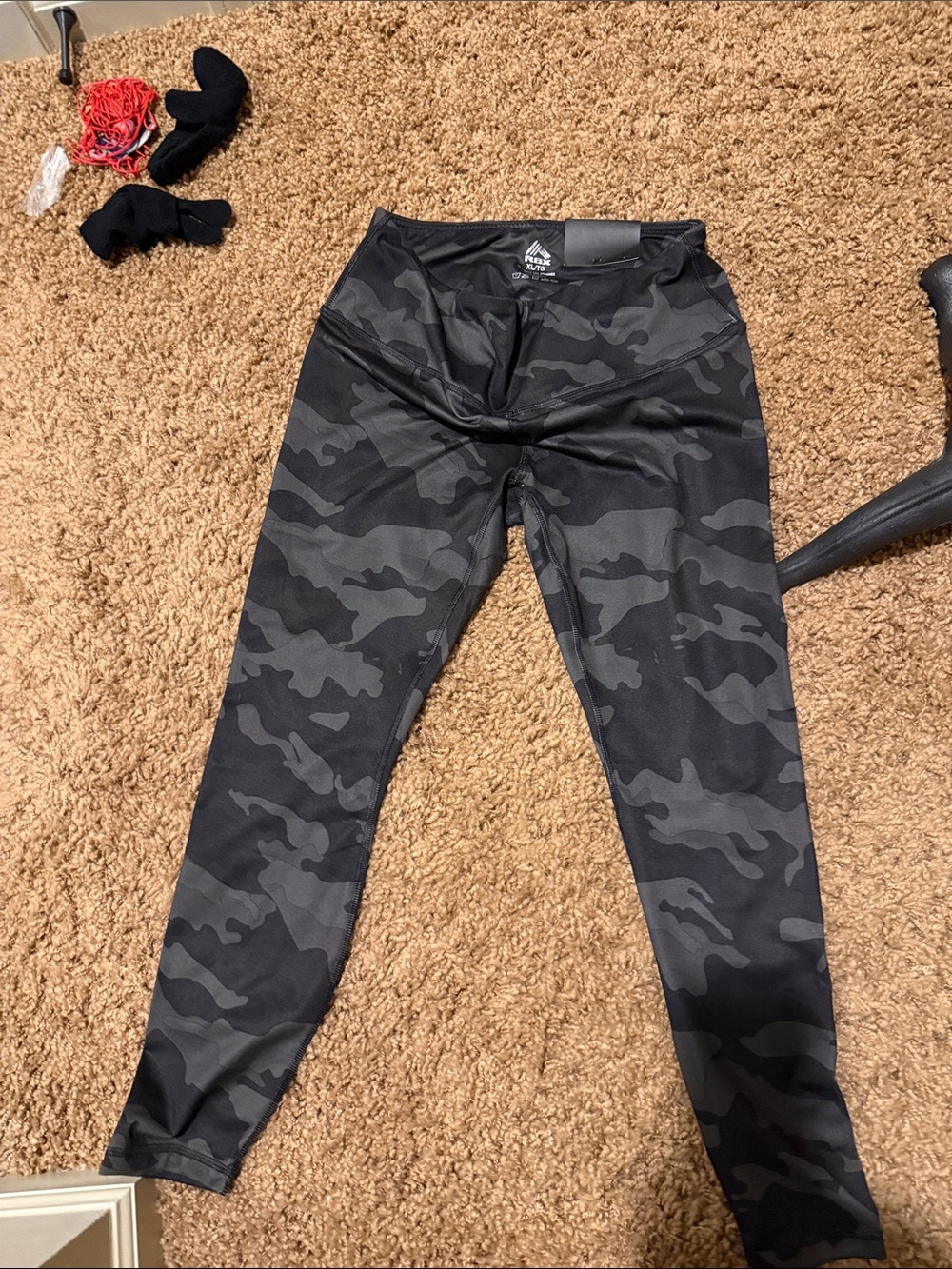 Fila Girls Black and Gray Camo Performance Leggings